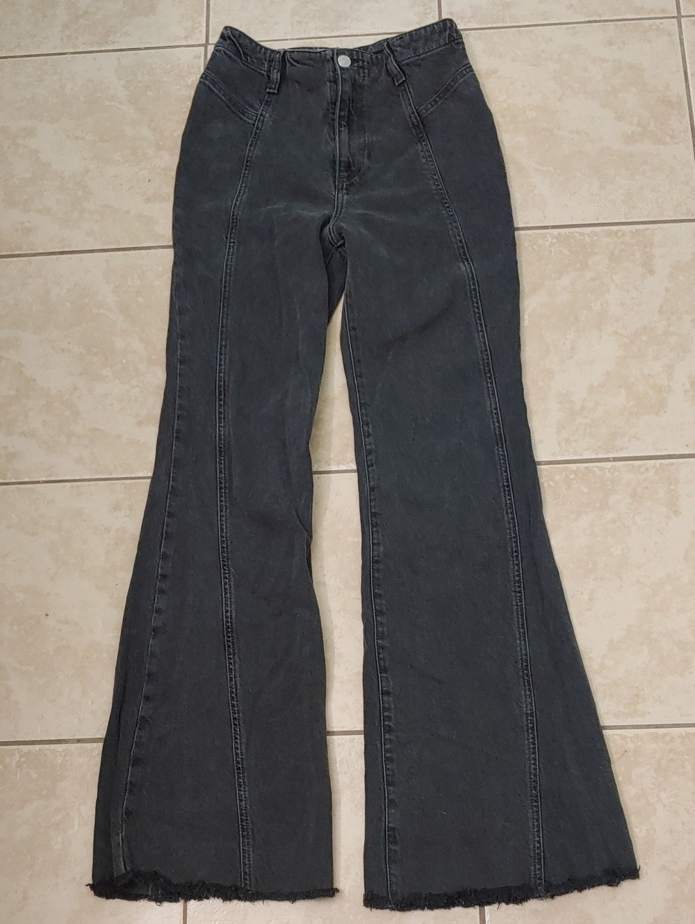 We The Free People Florence Flare Jeans Women's 27 Faded Black Denim